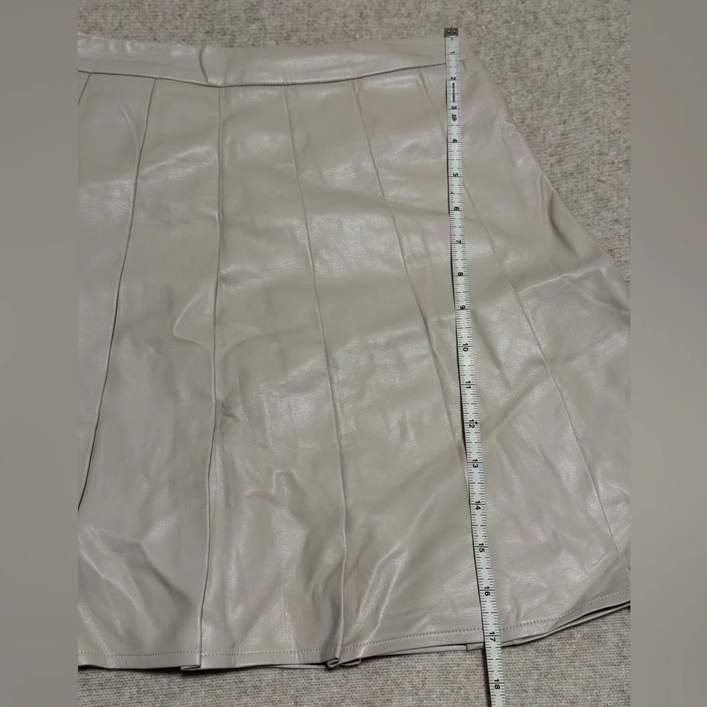 Neutral Taupe Faux Leather Skirt